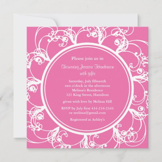 Fuchsia Fancy Floral Vrijgezellenfeest Invite Kaart (Voorkant)