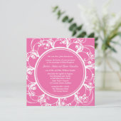 Fuchsia Fancy Floral Wedding Invitation Kaart (Staand voorkant)