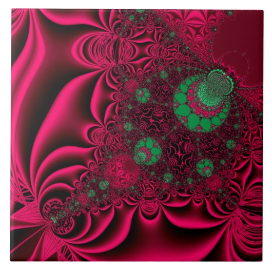Fuchsia Fantasy Fractal Tegeltje (Voorkant)