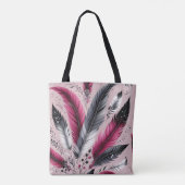 Fuchsia Feather Canvas tas – Chic & Functioneel (Achterkant)