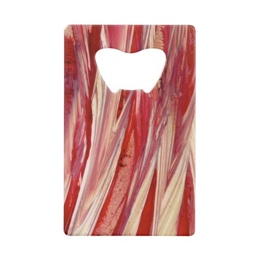 Fuchsia Feather Fringe Creditkaart Flessenopener (Voorkant)