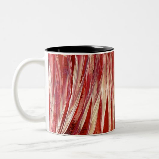 Fuchsia Feather Fringe Tweekleurige Koffiemok (Links)