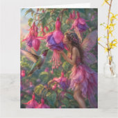 Fuchsia fee met kolibrie kaart (Gele Bloem)