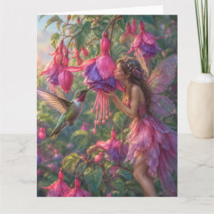 Fuchsia fee met kolibrie kaart
