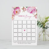 Fuchsia felroze pioen vrijgezellenfeest bingogame (Staand voorkant)