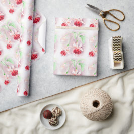 Fuchsia fijne kunst rood roze groen wikkelen cadeaupapier