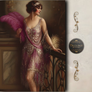 Fuchsia Flapper Glam Decoupage Tissuepapier