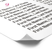 Fuchsia floral 12 Tables Wedding Seating Chart Poster (Hoek)