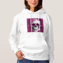 Fuchsia Floral 3D Dode schedel met zonnebril Hoodie