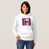 Fuchsia Floral 3D Dode schedel met zonnebril Hoodie (Voorkant volledig)
