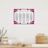 Fuchsia Floral A to Z Wedding Table Seating Chart Poster (Keuken)