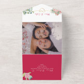 Fuchsia Floral All-in-One bruiloft Uitnodigen + Fo All In One Uitnodiging (Buitenkant)