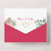 Fuchsia Floral All-in-One bruiloft Uitnodigen + Fo All In One Uitnodiging (Achterkant)