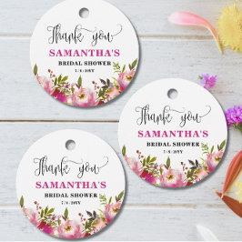 Fuchsia Floral  Bridal Shower  Favor Tags Bedankjes Labels