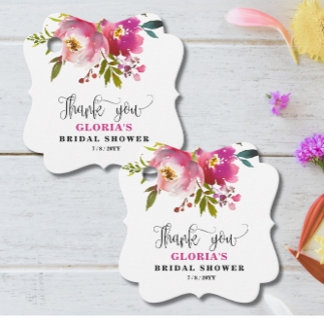 Fuchsia Floral Bridal Shower Favor Tags Bedankjes Labels