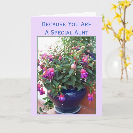 Fuchsia Floral Gepersonaliseerde Tante Verjaardag Kaart (Gele Bloem)