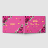 Fuchsia Floral Gold Quinceanera Sweet 16 Verjaarda Gastenboek (Volledig)