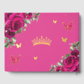 Fuchsia Floral Gold Quinceanera Sweet 16 Verjaarda Gastenboek (Achterkant)
