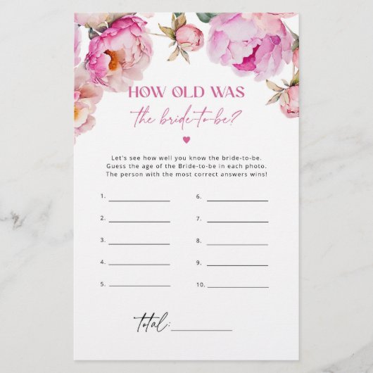 Fuchsia floral Hoe oud was de bruid om te spelen (Voorkant)