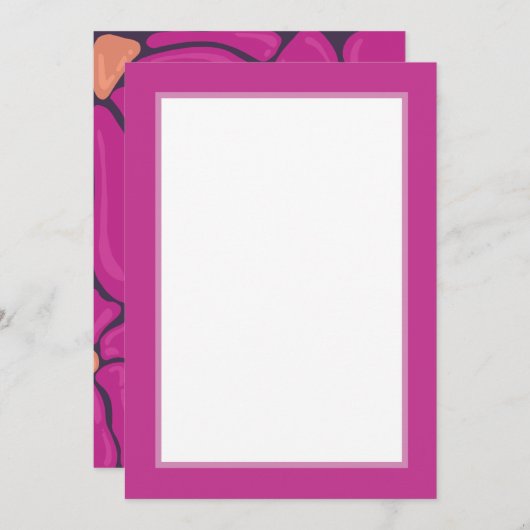 Fuchsia Floral Motif Note Card Bedankkaart (Voorkant / Achterkant)