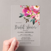 Fuchsia Floral Vrijgezellenfeest Acryl Uitnodigingen (Insitu (Draagbaar))