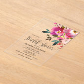 Fuchsia Floral Vrijgezellenfeest Acryl Uitnodigingen (Laagn)