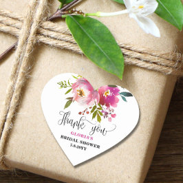 Fuchsia Floral Vrijgezellenfeest Hart Sticker