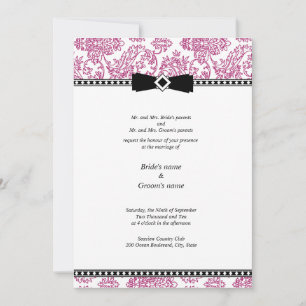 Fuchsia Floral Wedding Invitation Kaart