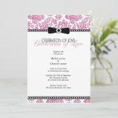 Fuchsia Floral Wedding Invitation Kaart (Staand voorkant)