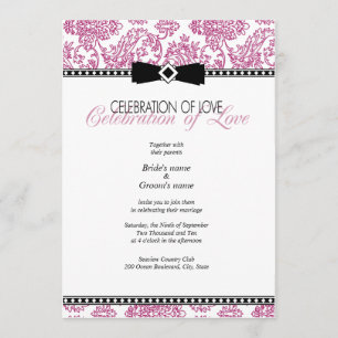 Fuchsia Floral Wedding Invitation Kaart