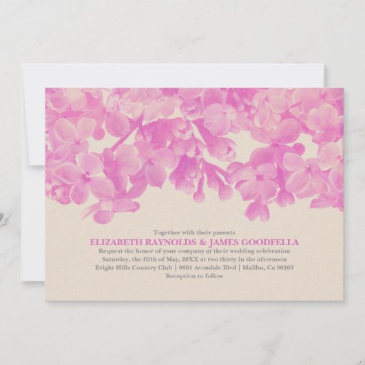 Fuchsia Floral Wedding Kaart (Voorkant)