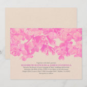 Fuchsia Floral Wedding Kaart (Voorkant / Achterkant)