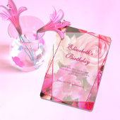 Fuchsia Florals Birthday Invitation Card Bedankkaart