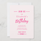 Fuchsia Florals Birthday Party Invitation Kaart (Achterkant)