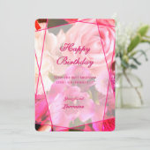 Fuchsia Florals Happy Birthday Card Bedankkaart (Staand voorkant)
