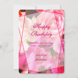 Fuchsia Florals Happy Birthday Card Bedankkaart
