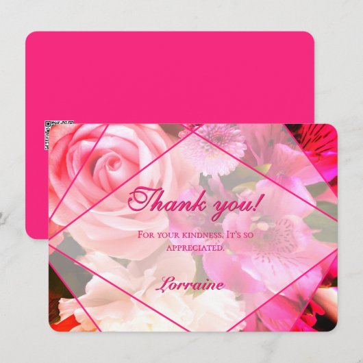 Fuchsia Florals Thank You Card Bedankkaart (Voorkant / Achterkant)