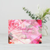 Fuchsia Florals Thank You Card Bedankkaart (Staand voorkant)