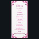 Fuchsia Flourish Wedding Dinner Menu Cards<br><div class="desc">Moderne en elegante vormgeving met de afgedrukte Fuchsia Flourish Wedding Dinner Menu-kaarten die kunnen worden aangepast met jouw tekst. Bekijk de grafische kunstontwerpopslag voor andere producten die bij dit ontwerp passen!</div>