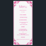 Fuchsia Flourish Wedding Dinner Menu Cards<br><div class="desc">Moderne en elegante vormgeving met de afgedrukte Fuchsia Flourish Wedding Dinner Menu-kaarten die kunnen worden aangepast met jouw tekst. Bekijk de grafische kunstontwerpopslag voor andere producten die bij dit ontwerp passen!</div>
