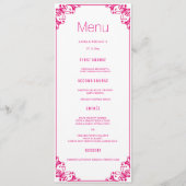 Fuchsia Flourish Wedding Dinner Menu Cards (Voorkant)