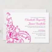 Fuchsia Flourish Wedding Invitations Kaart (Voorkant)