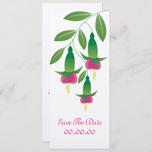 Fuchsia Flower Luxury Save the Date Uitnodiging (Voorkant / Achterkant)