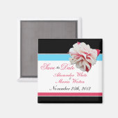 Fuchsia Flower Pink & Aqua Save the Date Magnet (Voorkant / Achterkant)