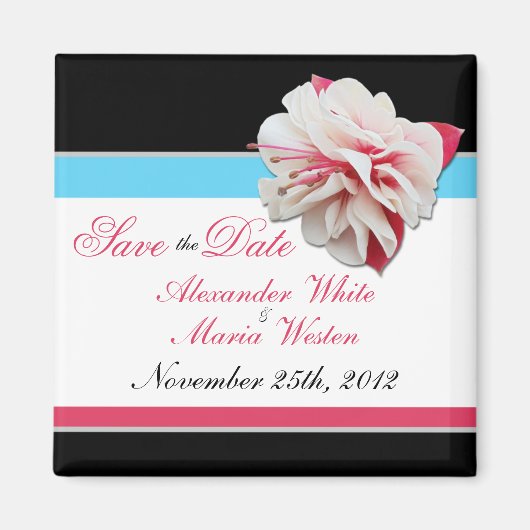 Fuchsia Flower Pink & Aqua Save the Date Magnet (Voorkant)