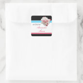 Fuchsia Flower Pink & Aqua Weddenschappen Vierkante Sticker (Tas)