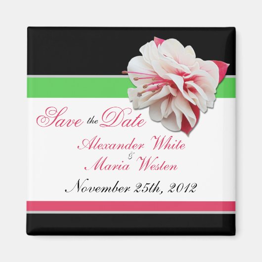Fuchsia Flower Pink & Green Save the Date Magnet (Voorkant)