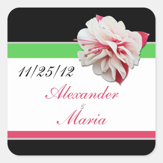 Fuchsia Flower Pink & Green Wedding Stickers (Voorkant)