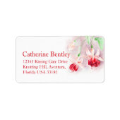 Fuchsia flower red wedding reply address label (Voorkant)