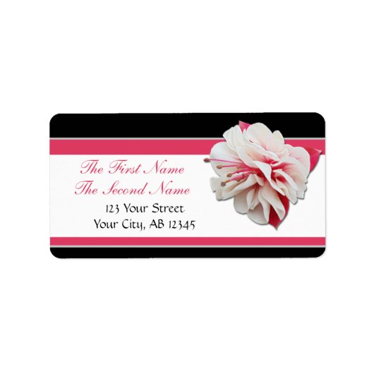 Fuchsia Flower roze and Black Adresetiketten Etiket (Voorkant)